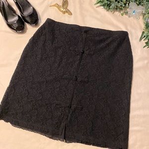 British Khaki Black Lace Mini Skirt